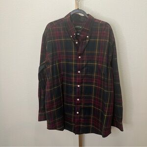 Orvis Mens Wrinkle Resistant Red Green Plaid Long Sleeve Button Down Shirt XL
